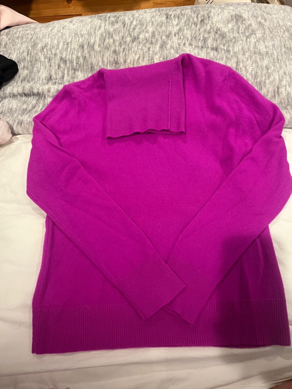 Bright Magenta Turtleneck Cashmere-Blend Sweater